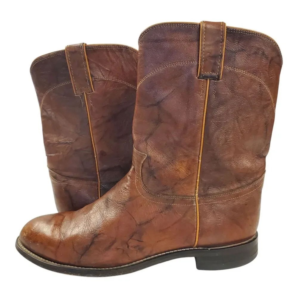 JUSTIN Boots DEERLITE Mens Size 11 Brown Leather Western Cowboy Rodeo 3163